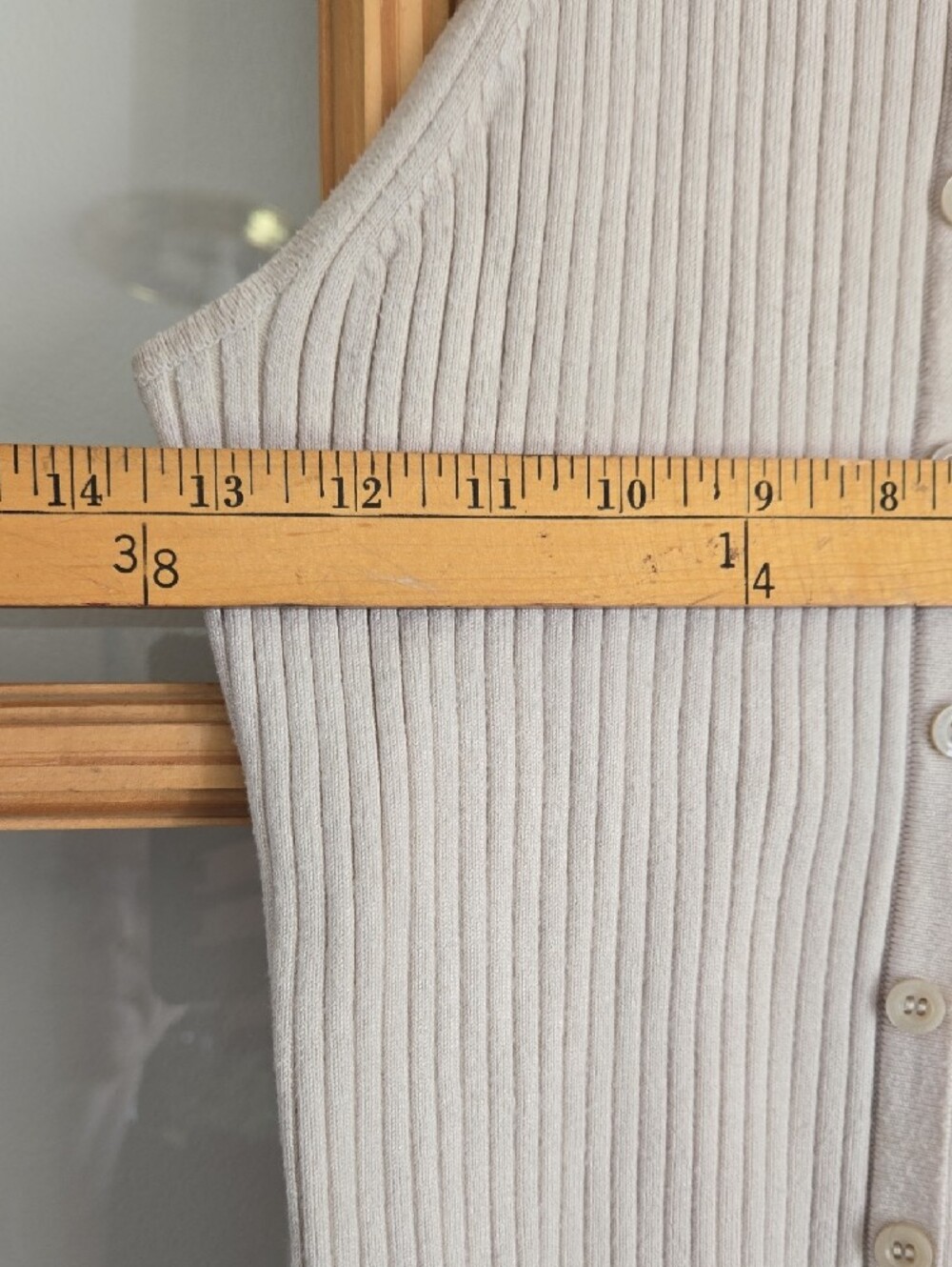 Calvin Klein Jeans Cream Ribbed Button-Front Tank Small - Picture 6 of 7